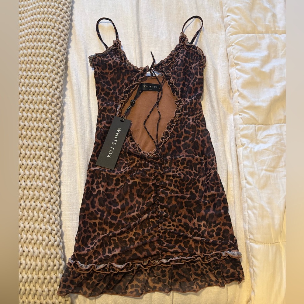 White fox cheetah dress